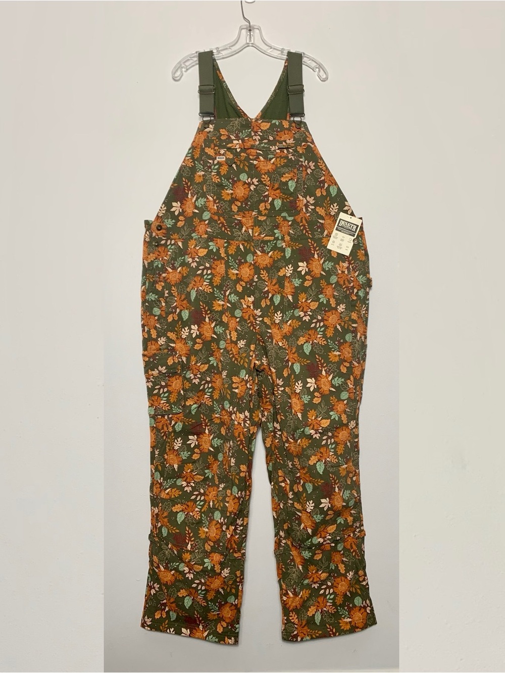 NWT Duluth 2X x31”L Heirloom Gardening Lined Bib Overalls Loden Autumn Leaves
